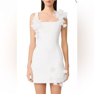Elliatt White Floral-Detail Mini Dress